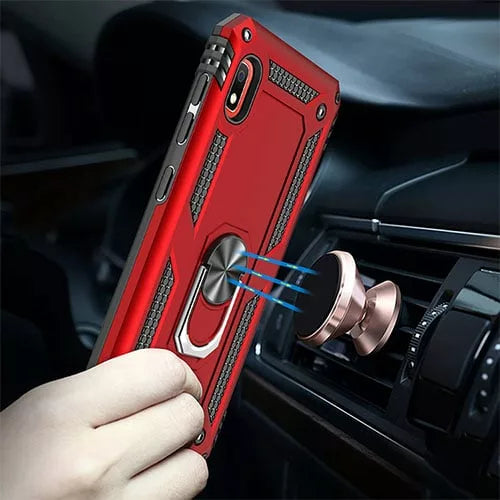 Samsung Galaxy A40 Hybrid Dual-Layer Armor Case With Magnetic Ring Stand