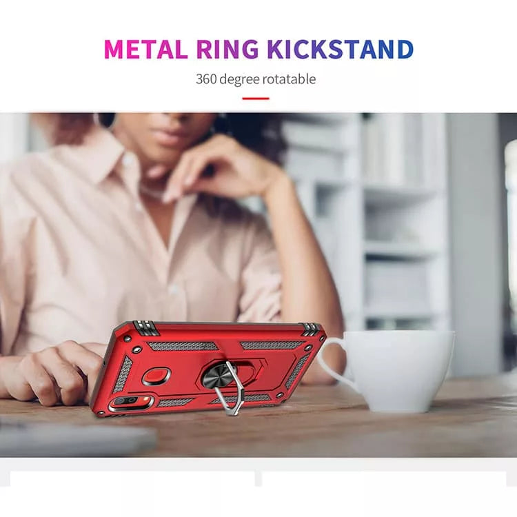 Samsung Galaxy A20e Hybrid Dual-Layer Armor Case With Magnetic Ring Stand