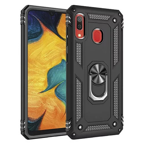 Samsung Galaxy A40 Hybrid Dual-Layer Armor Case With Magnetic Ring Stand