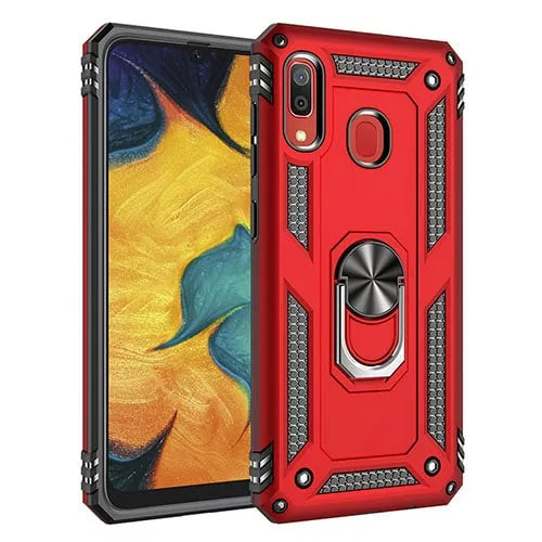 Samsung Galaxy A40 Hybrid Dual-Layer Armor Case With Magnetic Ring Stand