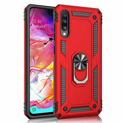 Samsung Galaxy A70 Hybrid Dual-Layer Armour Case With Magnetic Ring Stand