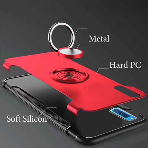 Samsung Galaxy A50 Hybrid Dual-Layer Armor Case With Magnetic Ring Stand