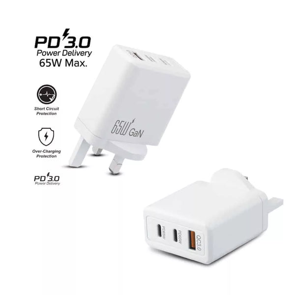 ANG 65W GaN PD Turbo USB-C 3 Pin Wall Charger Adapter