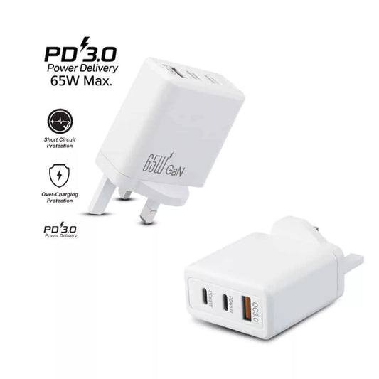ANG 65W GaN PD Turbo USB-C 3 Pin Wall Charger Adapter
