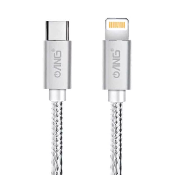 USB-C Lightning 1M PD 20W Nylon Braided USB Fast Charge / Sync Cable - Silver