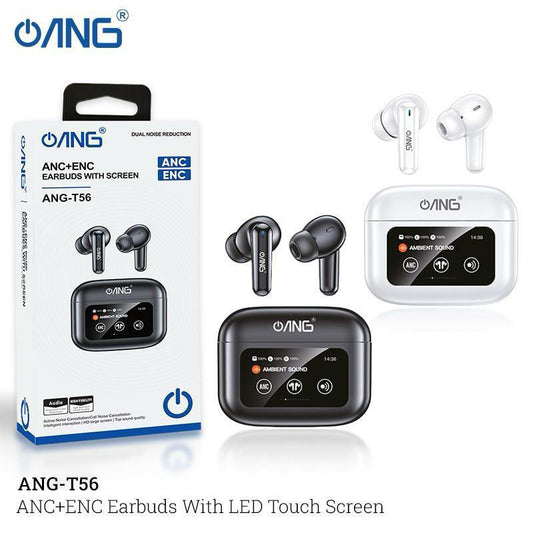ANG T56 ANC + ENC Earbuds With LED Touch Screen
