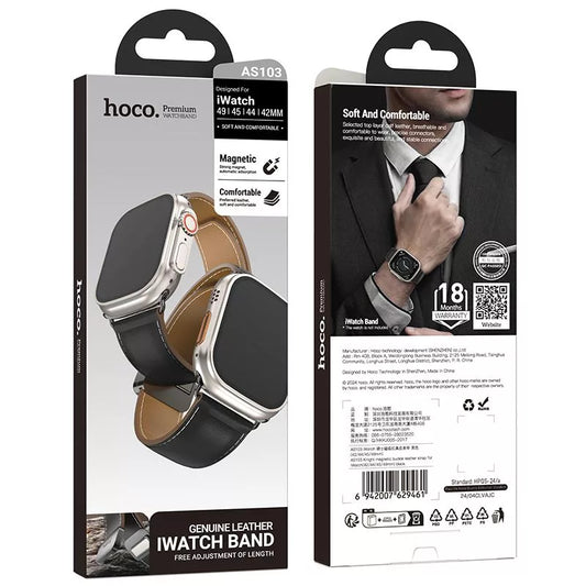 Hoco AS103 Leather Premium Band With Magnetic Buckle For Apple Watch