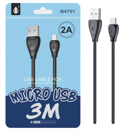 2A 3 Metre Micro USB Charge / Data Sync Cable – Retail Packed