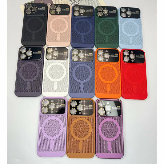 For iPhone Magnetic Charging Hard Mesh Case With Full Camera Cover