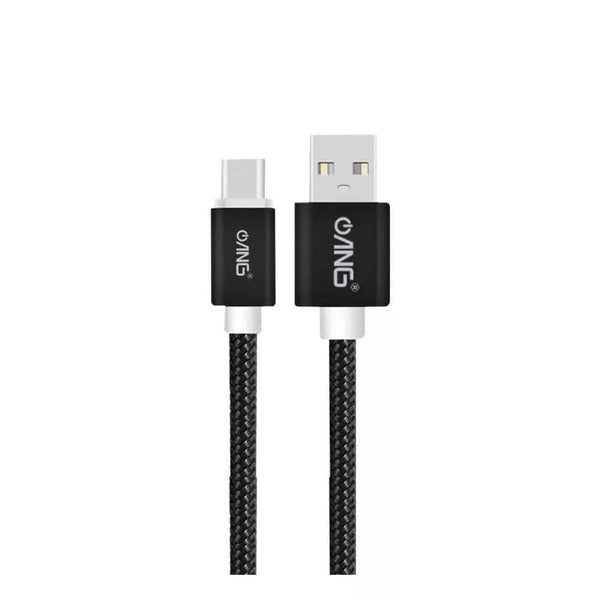 Black Nylon Braided USB-C 2M 3.0A USB Fast Charge / Sync Cable