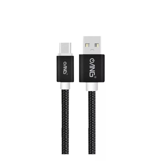 ANG Nylon Braided USB-C 1M 3.0A USB Fast Charge / Sync Cable - Black