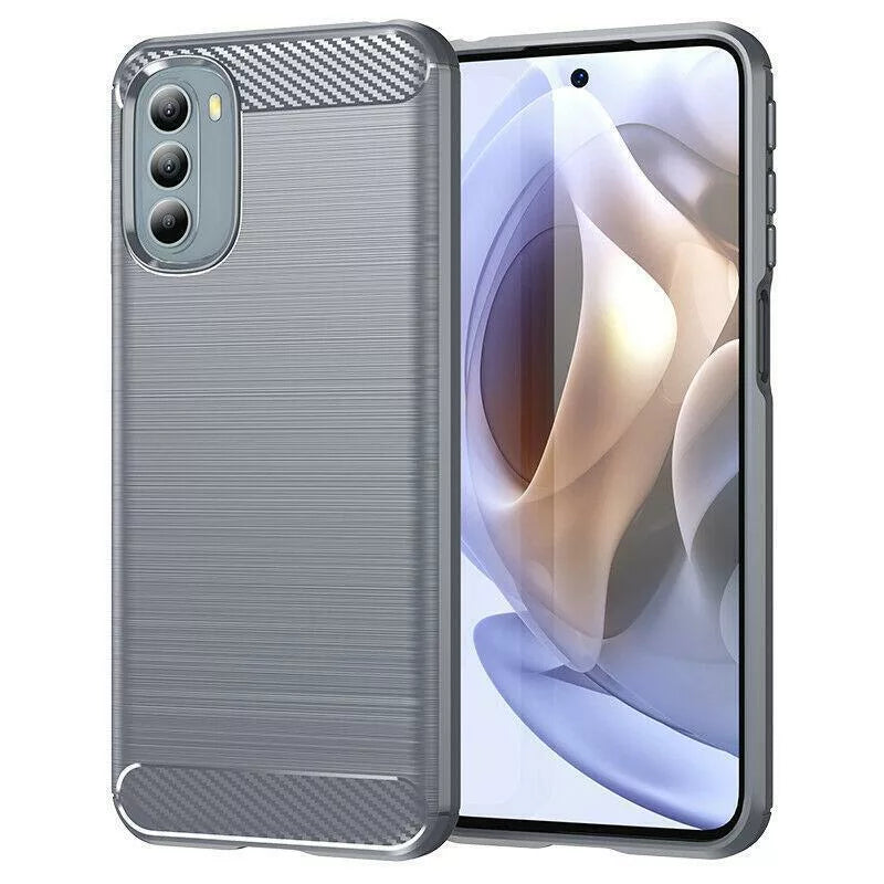 Nokia C21 Plus Matte Shockproof TPU Gel Case With Carbon Fibre Effect