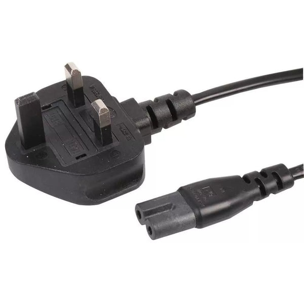 C7 Figure 8 to UK Plug Power Cable Mains Lead 1 Metre