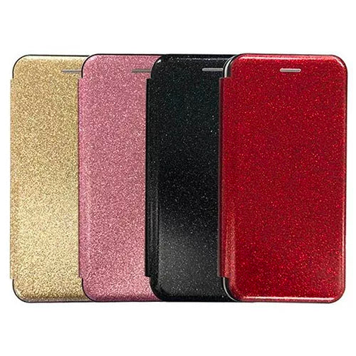 Slim Fitting Fashion Wallet Case With Magnetic Closing & Glitter Effect
