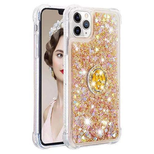 iPhone Liquid Glitter Filled Bling Diamond Ring Stand Case