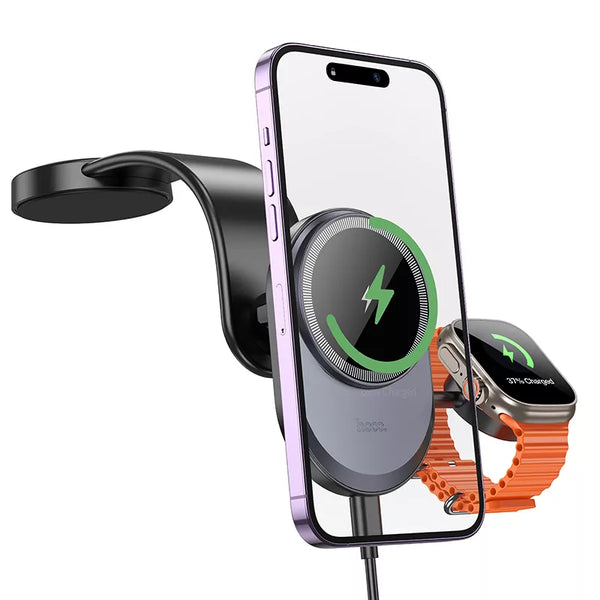 Hoco Magnetic 2-in-1 Wireless Fast Charging Car Holder
