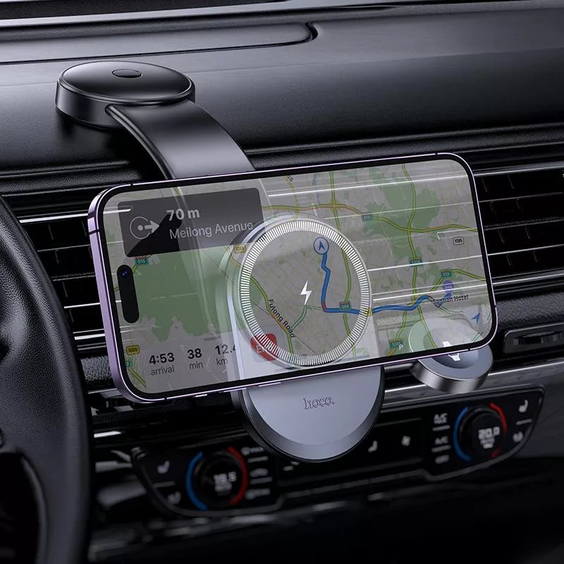 Hoco Magnetic 2-in-1 Wireless Fast Charging Car Holder