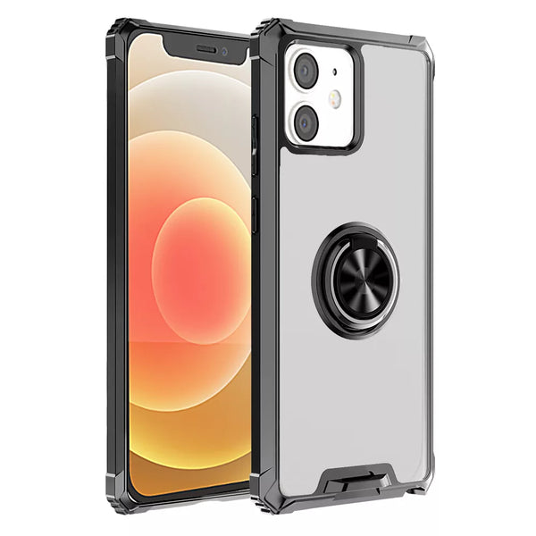 iPhone 12 Series Transparent Hybrid Armour Ring Stand Case