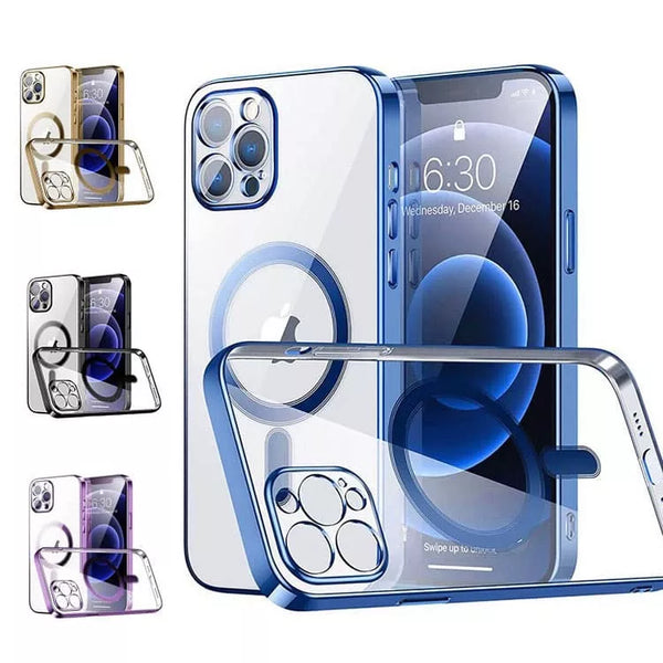 iPhone 13 Electro Plated Magnetic Charging TPU Gel Case With Camera Cover