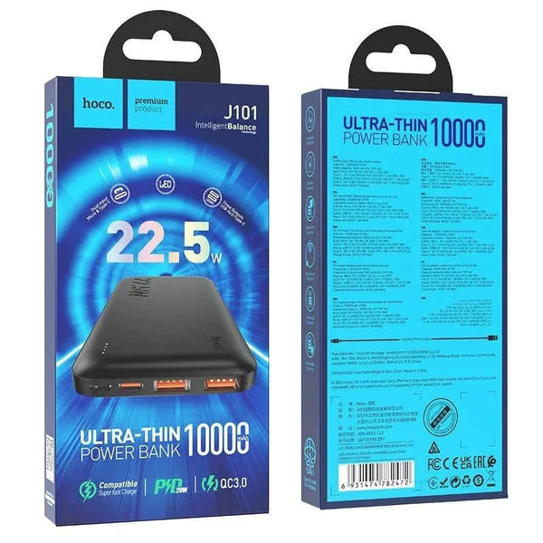 Hoco Ultra-Thin Fast Charging Power Bank Charger 10000mAh 22.5W - Black