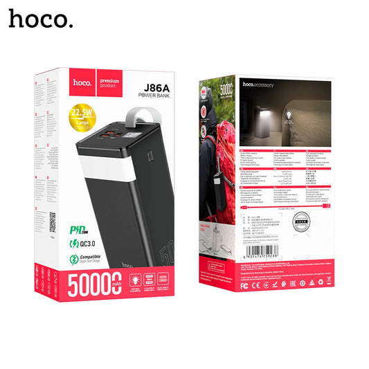 Hoco J86A 50000mAh PD QC3.0 22.5W Super Capacity Power Bank Charger - Black