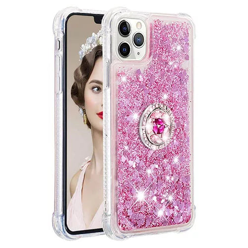 iPhone Liquid Glitter Filled Bling Diamond Ring Stand Case