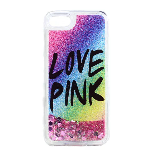 iPhone 6 / 6S / 7 / 8 Love Pink Liquid Glitter Filled Gel Case