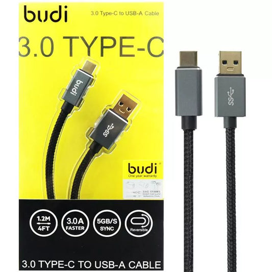 budi Type-C To USB-A USB 3.0 Braided Charge / Sync Cable - 1.2m