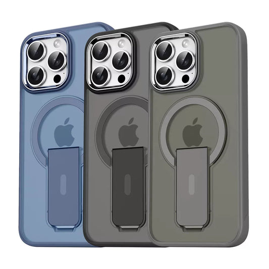 For iPhone 4m Drop Protection MagSafe Magnetic Charging Transparent Case With Stand