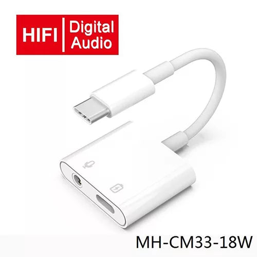 Premium Type-C 2in1 Power 3.5MM Handsfree Adapter MH-CM33-18W