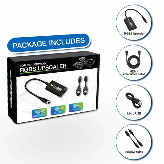 For SEGA Mega Drive 1 2 / SNK NEO GEO HDMI Converter RGBS Upscaler