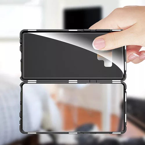 Samsung N960 Galaxy Note 9 Magnetic Absorption Metal Case With Tempered Glass Back