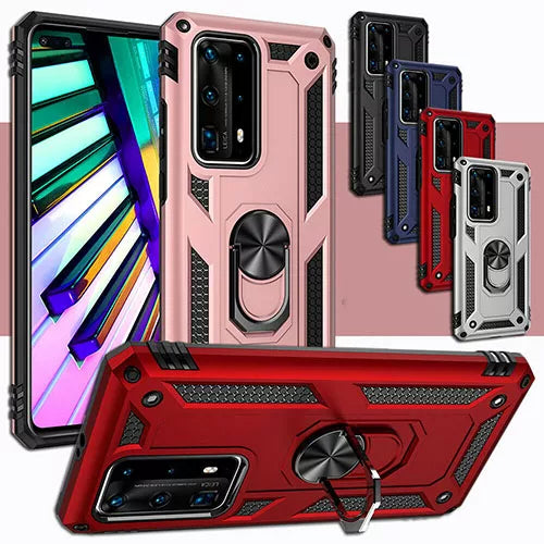 Huawei P40 Pro Hybrid Dual-Layer Armour Case With Magnetic Ring Stand