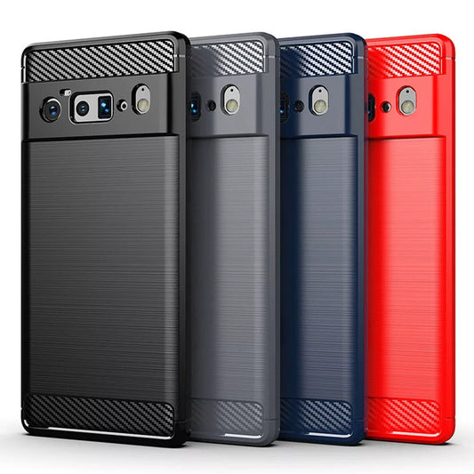 Matte TPU Shockproof Gel Case Cover With Carbon Fibre Effect For Pixel 6 Series