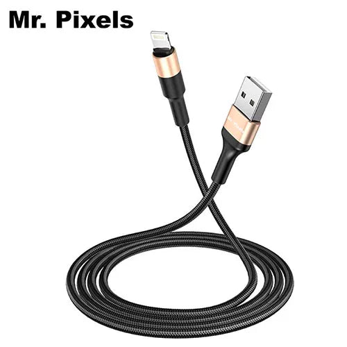 Mr Pixels Aluminium Shell Nylon Braided 2.4A Lightning Fast Charge Sync Cable