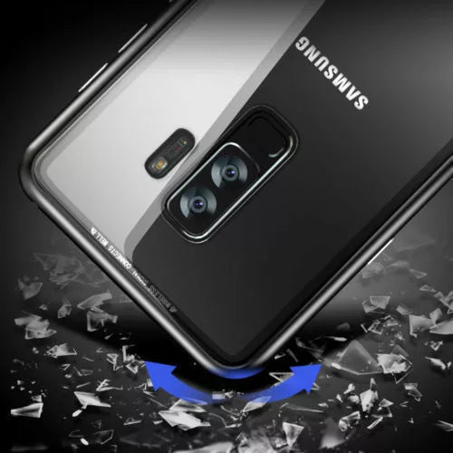 Samsung G960 Galaxy S9 Magnetic Absorption Metal Case With Tempered Glass Back