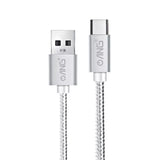 USB-C Nylon Braided 2M 3.0A USB Fast Charge / Sync Cable - Silver