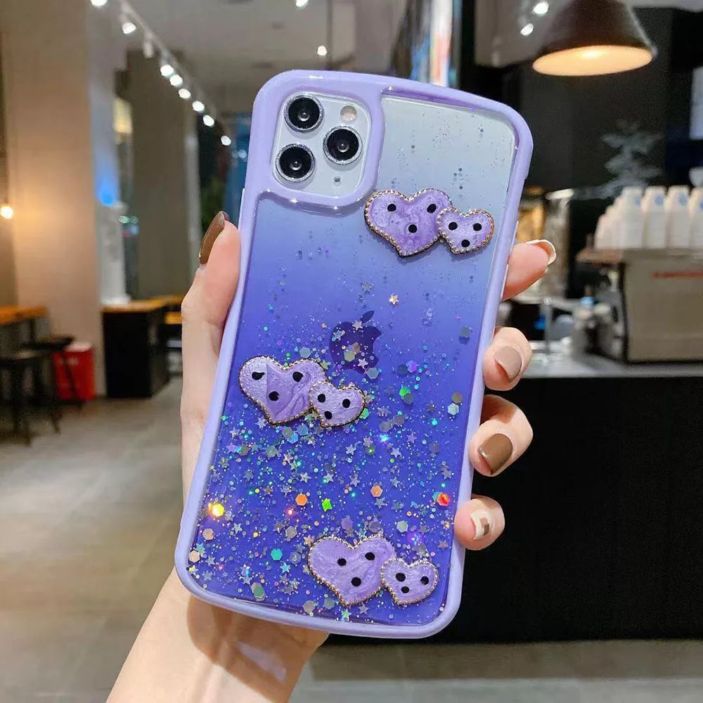 Hybrid Heart Diamond Glitter Fashion Case - iPhone