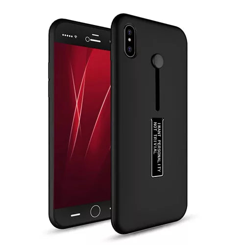iPhone XS Max Dual-Layer Shockproof Finger Strap Stand Case