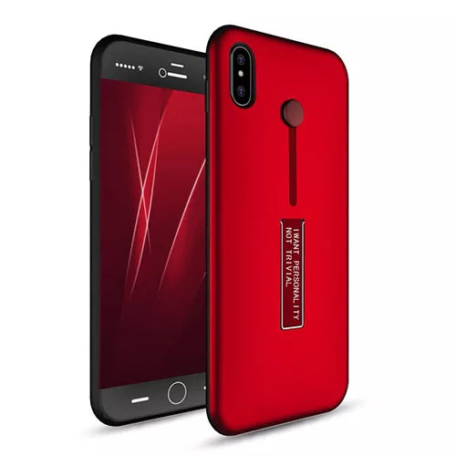 iPhone XS Max Dual-Layer Shockproof Finger Strap Stand Case