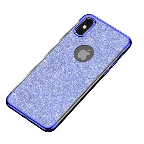 iPhone X XS Ultra Thin Clear Gel Case With Chrome Glitter Effect