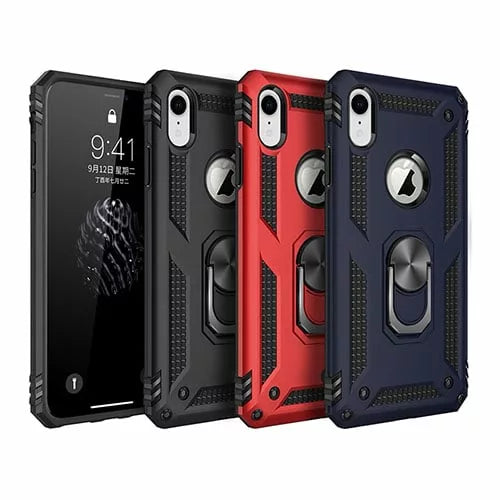 iPhone XR Hybrid Dual-Layer Armour Case With Magnetic Ring Stand