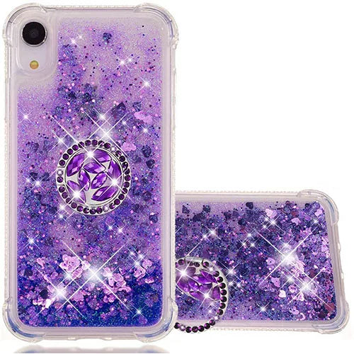 iPhone Liquid Glitter Filled Bling Diamond Ring Stand Case
