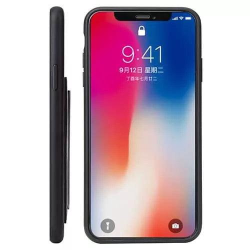 iPhone PU Leather Back Case With Card Holder Stand