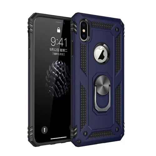 iPhone XR Hybrid Dual-Layer Armour Case With Magnetic Ring Stand